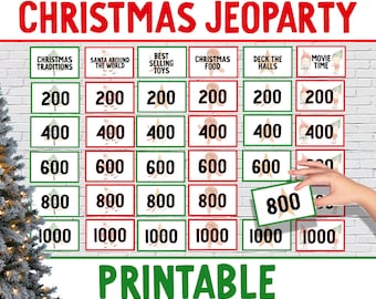 Kerst Jeoparty afdrukbaar spel || Kerstgevaarspel || Kerstspellen voor familie || Afdrukbare spellen voor Kerstmis