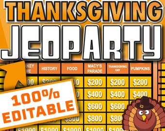 Thanksgiving Jeoparty Powerpoint Game || Thanksgiving Jeopardy Game || Thanksgiving Games for Families || Games for Thanksgiving Jeopardy