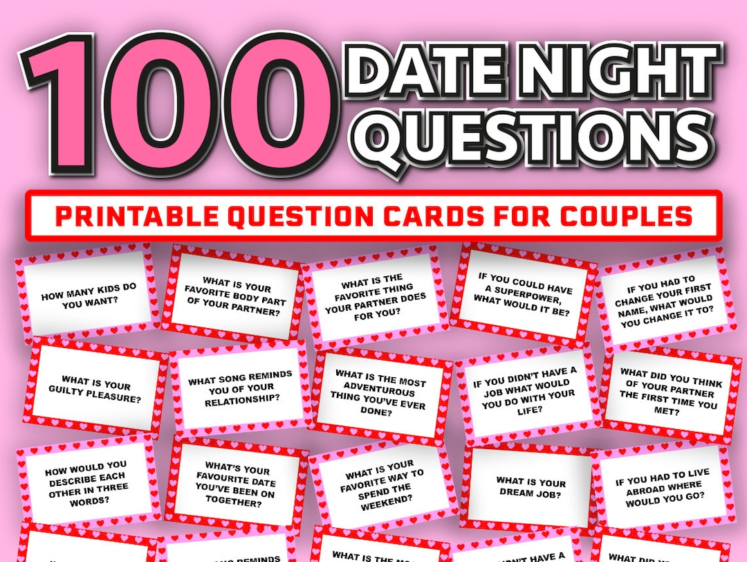 100 Date Night Questions Printable Couples Game Questions For Couples Date Night Game Games For