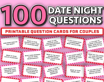 100 Date Night Questions || Printable Couples Game || Questions For Couples || Date Night Game || Games for Couples || Valentines Day Games