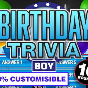 Birthday Trivia Family Powerpoint Party Game || Family Quiz Game || Mac and PC Compatible || Zoom Game || Games for Adults and Kids