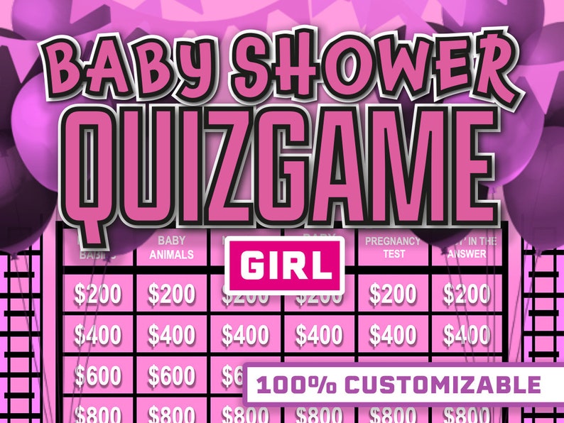 Girl Baby Shower Quizgame Virtual Baby Shower Games for Zoom Etsy UK