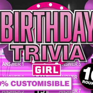 Birthday Girl Trivia Family Powerpoint Party Game || Virtual Game || Mac and PC Compatible || Zoom Game || Games for Adults and Kids
