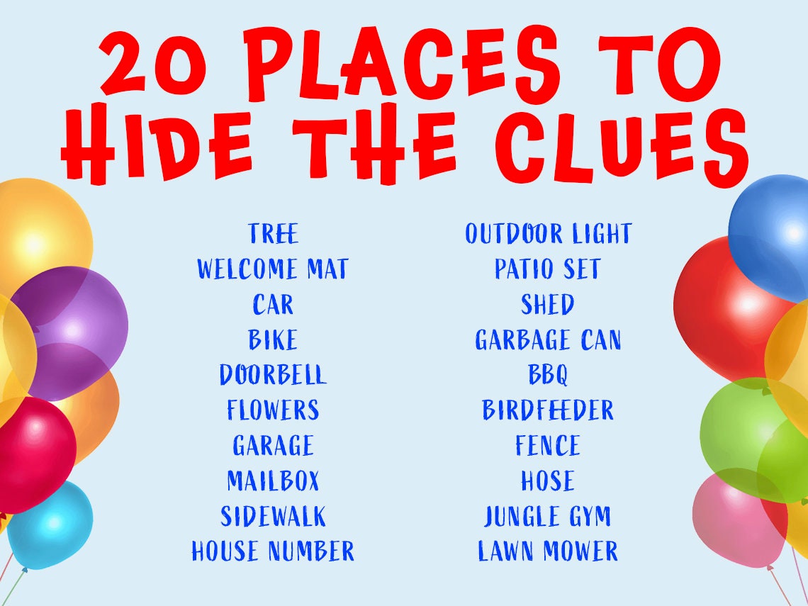 Outdoor Treasure Hunt Game for Kids Treasure Hunt Clues Etsy UK