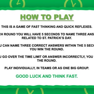 St. Patrick's Day 5 Second Game St. Patrick's Day Party Game Games for St. Patrick's Day St. Patrick's Day Games for Zoom image 2