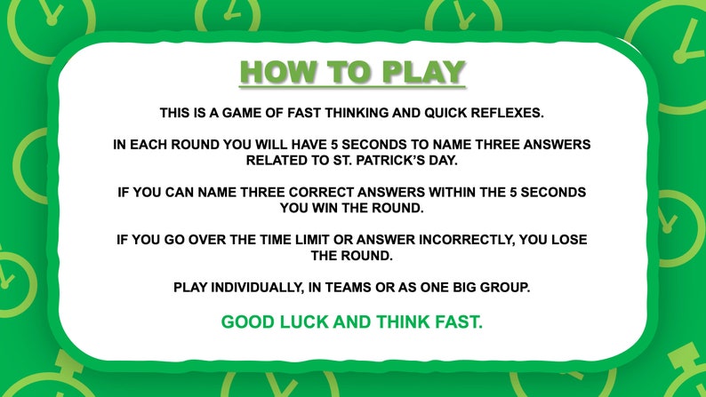 St. Patrick's Day 5 Second Game St. Patrick's Day Party Game Games for St. Patrick's Day St. Patrick's Day Games for Zoom image 2