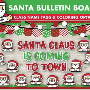 Santa Claus Christmas Bulletin Board Kit || December Bulletin Boards Digital || Winter Bulletin Board Printable || Christmas Classroom Decor
