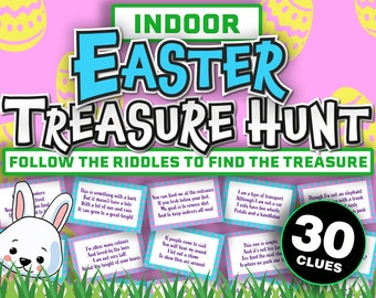 Indoor Easter Treasure Hunt Game for Kids || Easter Treasure Hunt Cards || Printable Easter Scavenger Hunt Inside