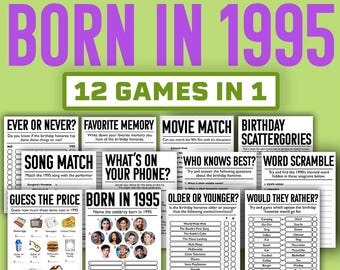 30th Birthday Party Games || Born In 1995 Games Bundle || Printable Games || 30th Birthday Games || 1995 Trivia Game || 1995 Quiz