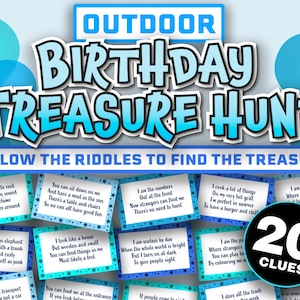 Jogo de caça ao tesouro ao ar livre para crianças || Pistas da caça ao tesouro || Caça ao tesouro para impressão, caça ao tesouro de aniversário para adolescentes fora do tesouro