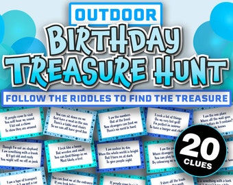 Boy Outdoor Treasure Hunt Game for Kids || Treasure Hunt Clues || Printable Scavenger Hunt Birthday Treasure Hunt for Teens  Outside Tresure