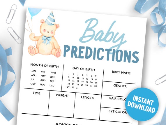 Baby Predictions Printable Baby Shower Game Digital Baby | Etsy