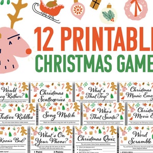 12 Christmas Games Printable Bundle  || Christmas Party Games for Kids || Games for Christmas Games Bundle || Holiday Games Family Virtual