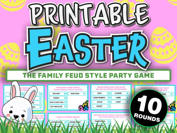 Printable Easter Trivia Game || Printable Easter Family Feud Game || Downloadable Easter Quiz Party Games for Kids
