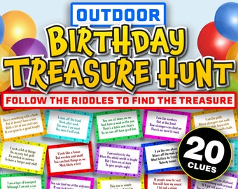 Outdoor Treasure Hunt Game for Kids || Treasure Hunt Clues || Printable Scavenger Hunt Birthday Treasure Hunt for Teens || Outside Tresure
