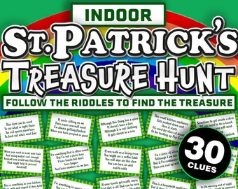 Indoor St Patricks Day Treasure Hunt Game for Kids || St Patricks Day Treasure Hunt Cards || Printable St Patricks Day Scavenger Hunt Inside