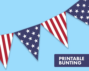 4th ofJuly Printable Bunting || American Flag Bunting || Digital Download Party Decorations || 4th of July Party || Patriotic Bunting