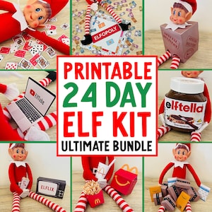 Printable Elf Kit 24 Days Bundle || Downloadable Elf Props Kit || Christmas Elf Activities || Elf Arrival || Elf Mischief Kit || Elf Ideas