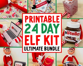 Printable Elf Kit 24 Tage Bundle || Herunterladbares Elfen Requisiten Kit || Weihnachtself Aktivitäten || Elfe Ankunft || Elfen Unfug Kit || Elfen Ideen