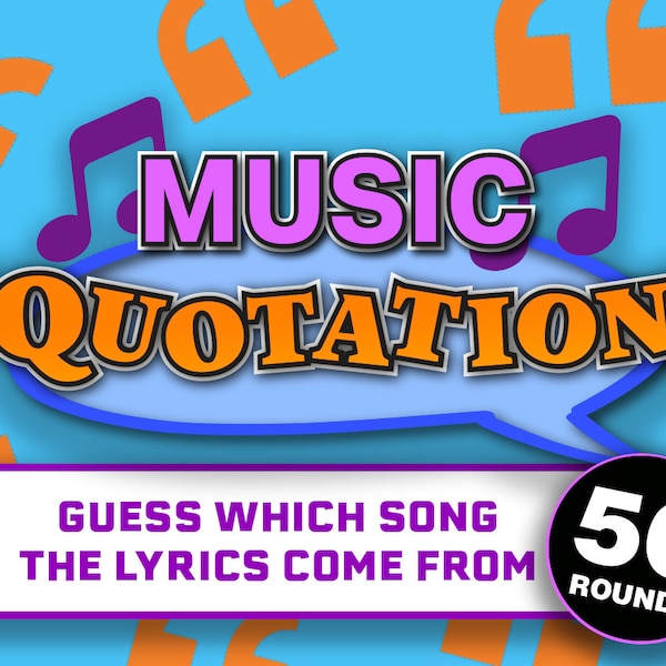 Quotation Music Edition PowerPoint Party Game || Virtual Quiz Night Game for Zoom || Music Quiz Game || Lyric Game for Adults and Kids