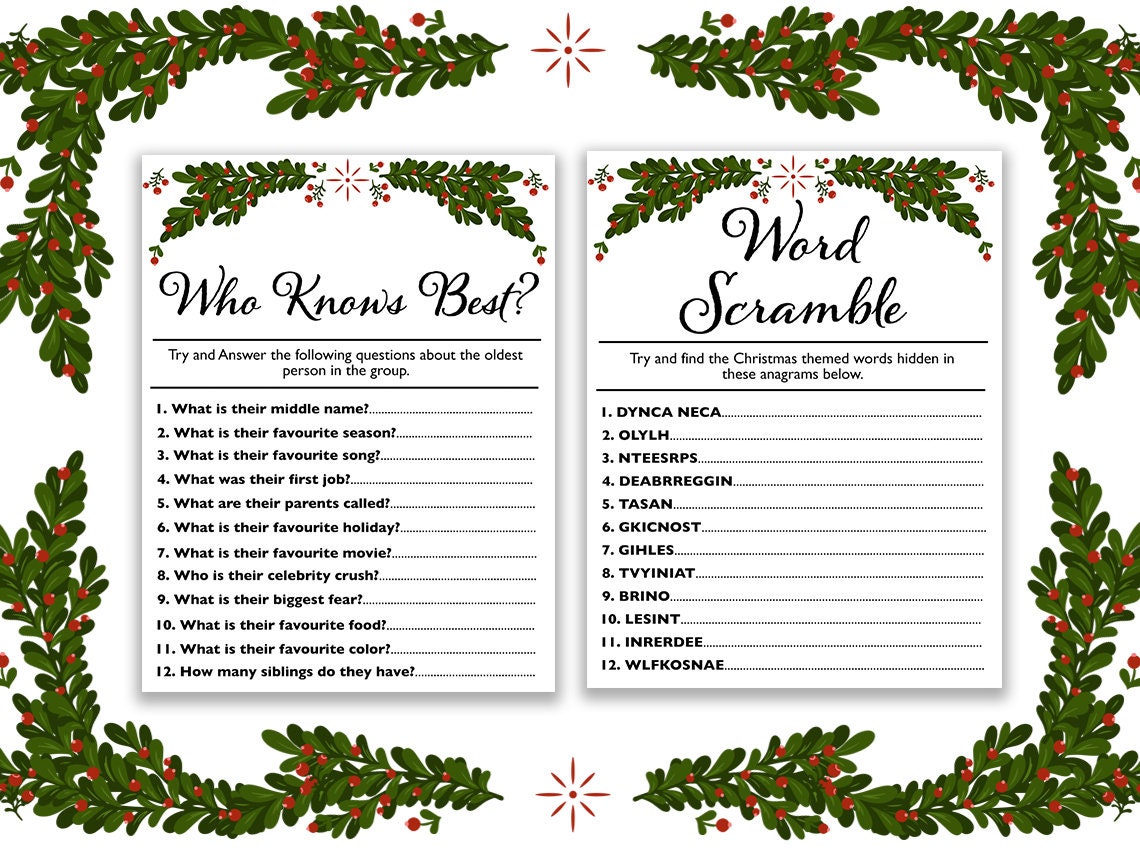 12 Christmas Games Printable Bundle || Christmas Party Games for Kids ...