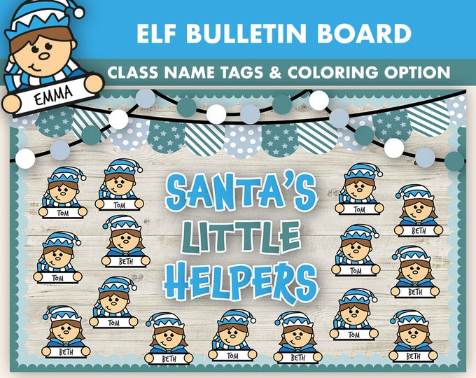 Elf Christmas Bulletin Board Kit || December Bulletin Boards Digital ...
