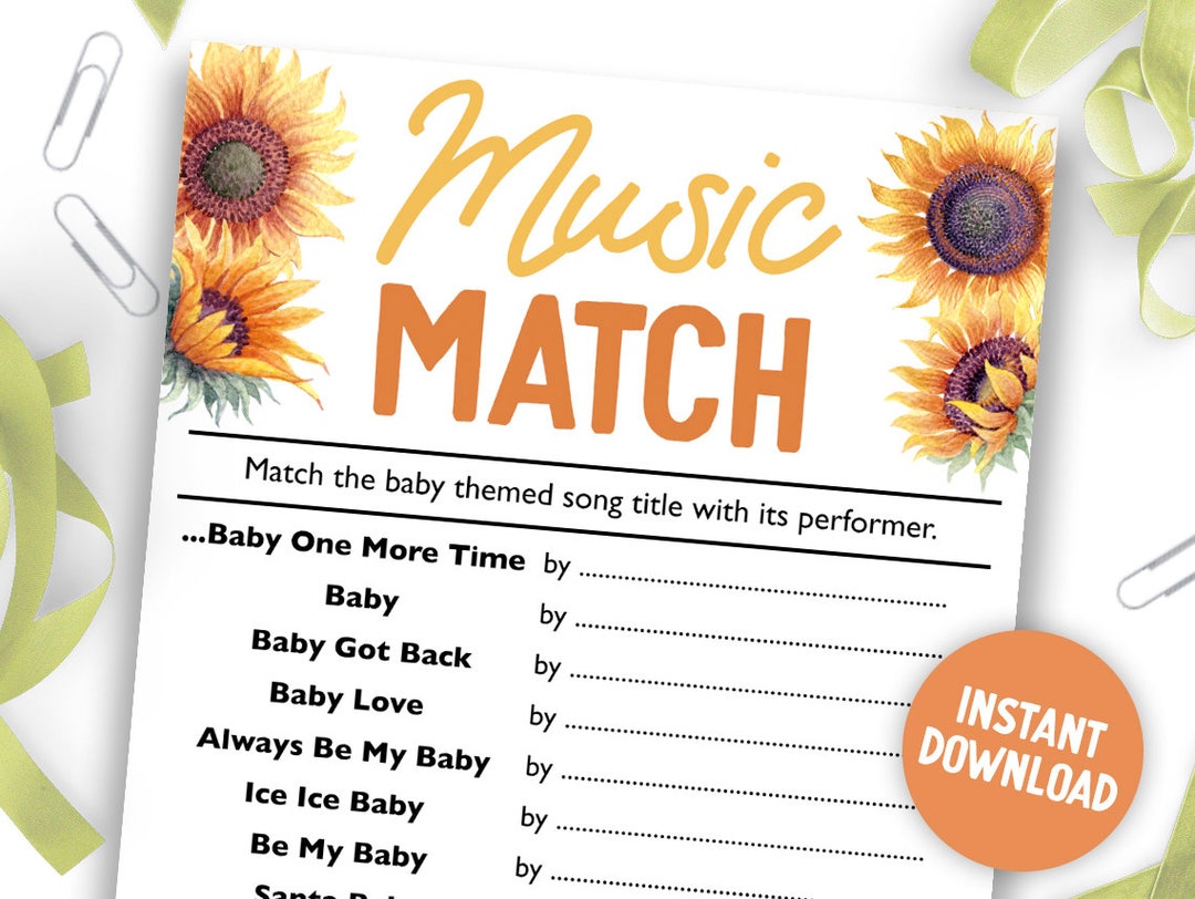 Music Match Printable Baby Shower Game || Lyric Song Digital Baby Shower  Games Download Magic | Boy Party Games || Wizard Theme