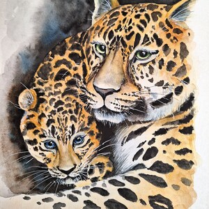 Animali Leopardi Mamma e bambino amano le mamme Animali africani Natura Pittura di animali