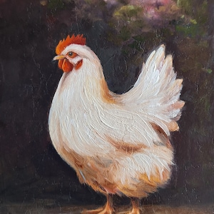 Pintura com frango frango branco galinha país pássaro fazenda animais de fazenda galinha poedeira cozinha decoração da parede presente animais bonito pássaro