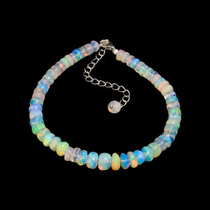 AAA Natural Ethiopian Opal Bracelet Fire Opal 925 Staling Silver Bracelet Opal Jewelry Handmade Opal Jewelry October Birthstone Gift for her