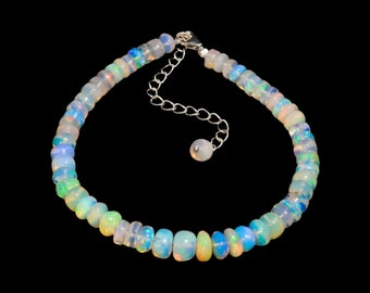Ethiopische opaalarmband | 925 sterlingzilveren armband | Handgemaakte opaal armband | Geboortesteensieraden oktober | Dames opaal armband cadeau