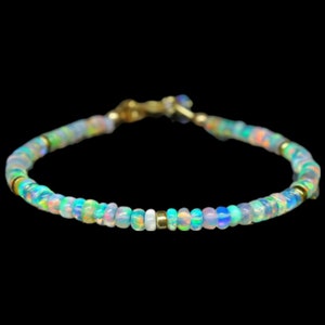 Natural Opal Bracelet Natural Ethiopian Opal Beaded Bracelet AAA+ Smooth Opal Bracelet Fire Opal Bracelet 5 Inch Gemstone Gift for Women