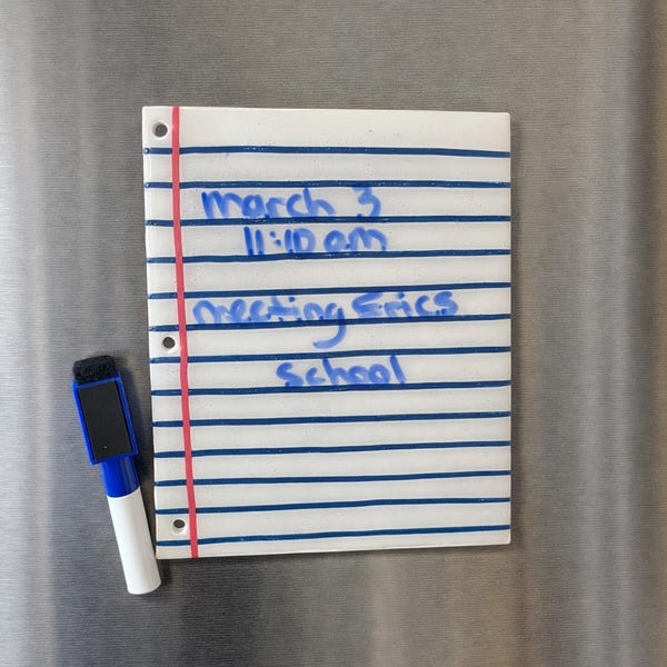 Dry Erase Fridge Magnet Notepad | Reusable Lined Whiteboard Magnet | Back to School Reminder Board | Kitchen Organizer Gift