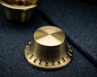 Brushed Brass Bonnet Knob: Guitar Amp Pedal Volume Tone Control