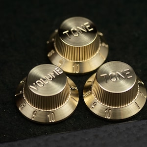 Strat Brass knob set Stratocaster Tophat knobs by 490 Hardware guitar knobs