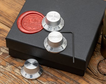 Aluminium Stratocaster knob set Strat Tophat Guitar Amp Pedal Volume Tone knobs by 490 Hardware