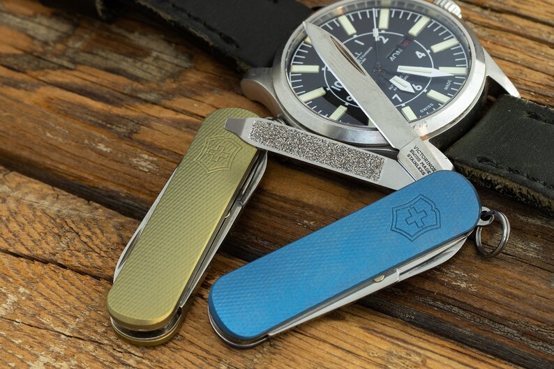 Scales Only 58mm Titanium Victorinox Swiss Army knife Carved Etsy