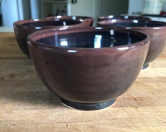 Blue Brown Silver decorative small ceramic bowl contemporary art handmade clay bowl chrome and speckled stoneware jewelry ring dish