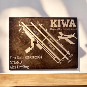 Personalisierte erste Solo Flug Holz Plakette - individuelles Geschenk für Piloten