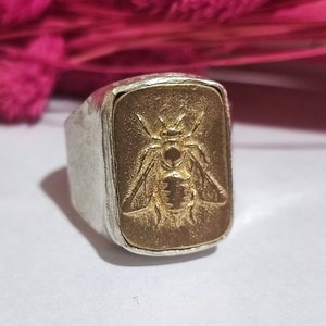 Roman Coin Intaglio Men Bee Ring | Zeus Ring | Honey Bee Ring | 925K Sterling Silver | Blessing Ring | Ionia Ephesus Coins Ring  Signet Ring