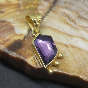 Amethyst Pendant | for necklace | 925K Sterling Silver | 24K Gold over | Dainty Jewelry | Mother Gift  Bridesmaid Pendant | By Artsmyrna