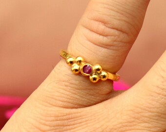 14k Gold Natural Ruby Ring Handmade Gemstone Rİng