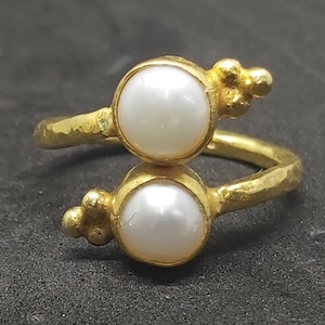 Adjustable Handmade Pearl Ring Silver