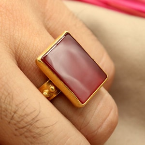 14k Solid Gold Handmade Carnelian Ring Handmade Jewelry Christmas Gift