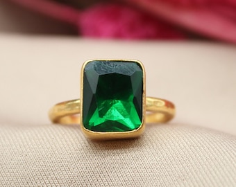 Emerald Silver Ring Handmade Gift Emerald Jewelry Wedding Gift
