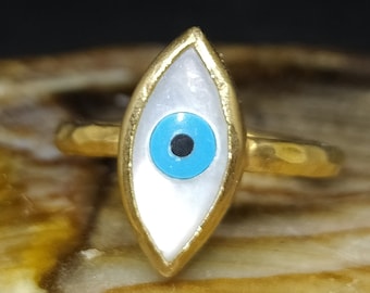 Evil Eye Silver Ring | 925K Sterling Silver | Eye Of Horus |  Ancient egypt | Mothers Day | 24K Gold Over | statement Ring | By Artsmyrna