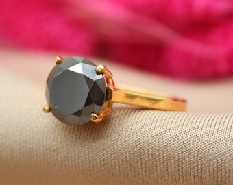 Handmade Black Moissanite Sterling Silver Ring - Bold and Timeless Statement Piece