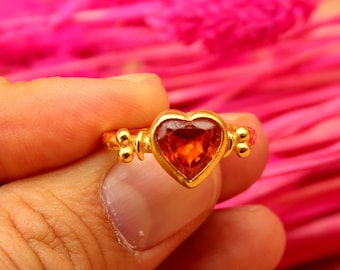 Sterling Silver 2 MM Citrine Heart Ring Sterling Silver 2 MM Citrine Heart Ring