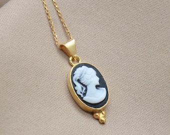 Artisan Cameo Sterling Silver Necklace, 18 Inch Pendant, Vintage Jewelry, Handmade Gift For Her, Mother’s Day Or Anniversary Present