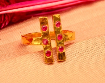T Silver Ring | Band Ring Gold Over | T Fashion Silver Ring | T Ruby Ring Silver Jewelry | Ancient Ring | By Artsmyrna